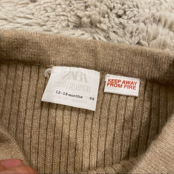 Zara cashmere knit leggings tan 12/18m NWOT - Picture 4 of 5